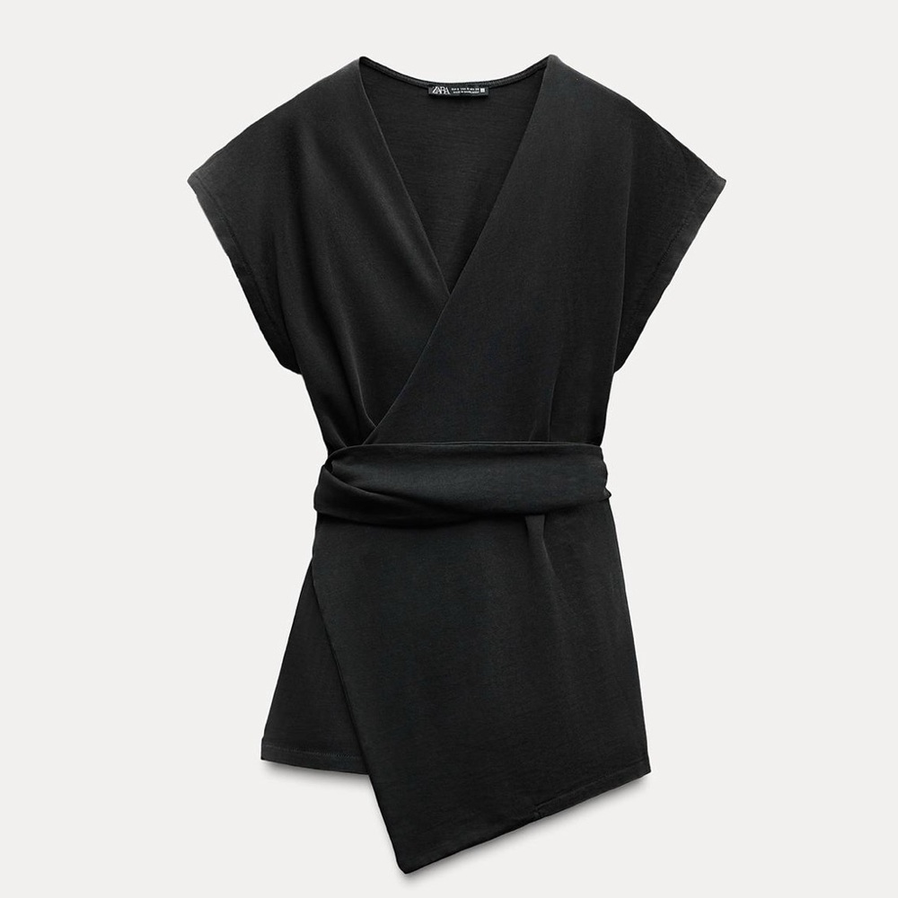 ZARA - NEW HEAVY COTTON WASHED T-SHIRT - CHARCOAL - Picture 2 of 5
